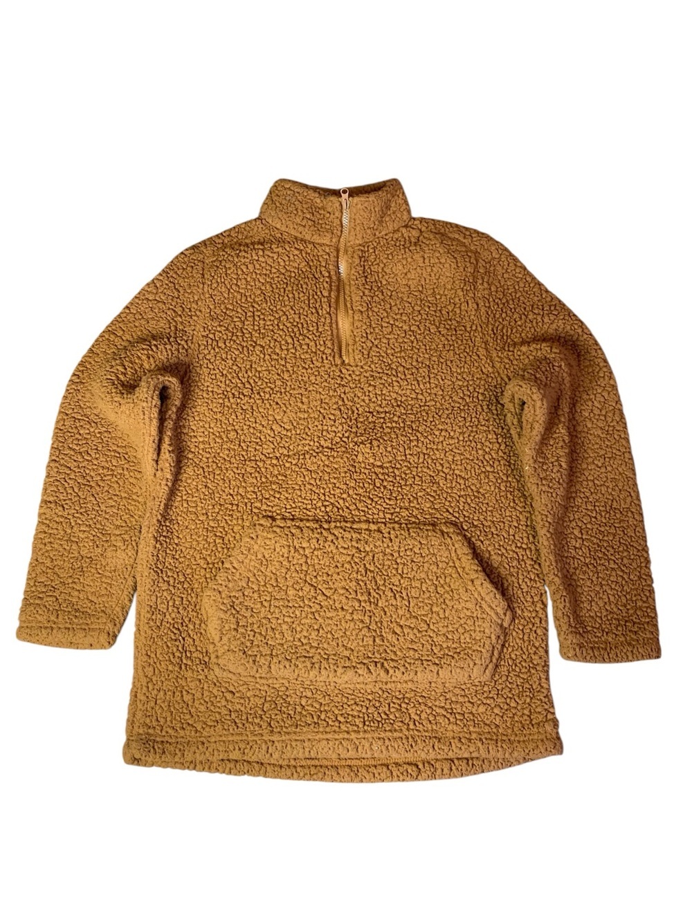 Johnnie's Jeans Camel Sherpa Teddy 1/4 Zip Pullover Sweater Fleece Small